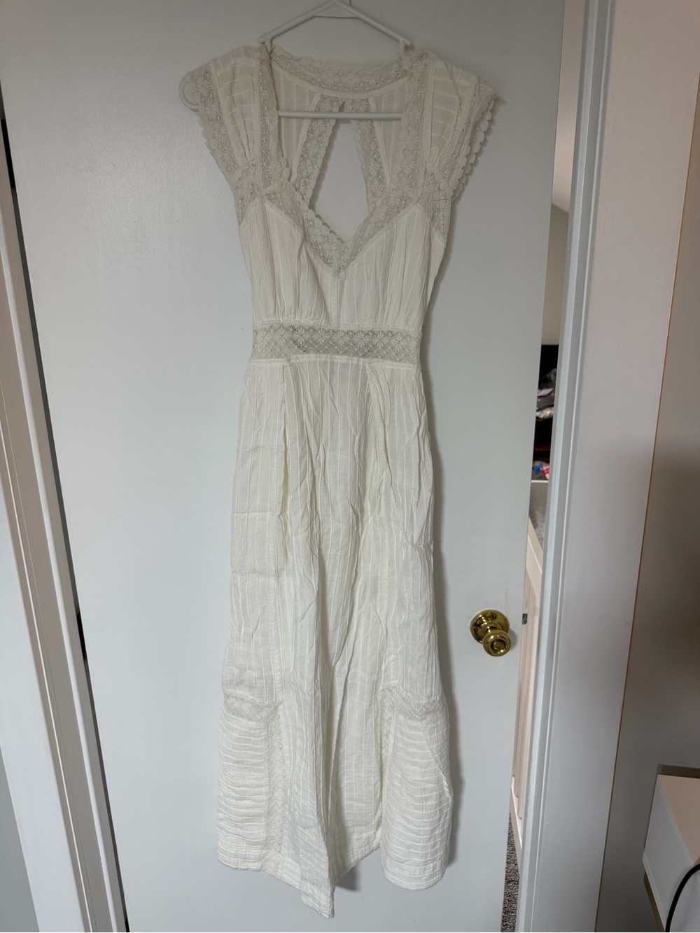 Free People Ivory Lace-Trim Maxi Dress